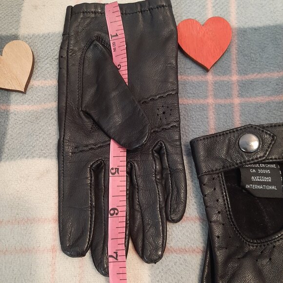 Axessimo Vintage Black Leather Moto Driving Women's Gloves - Slim Fit - Small - Picture 15 of 16
